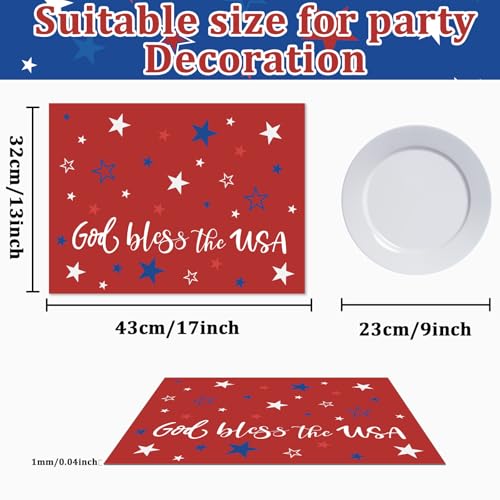 Patriotic Plastic Placemats Set of 6 for Memorial Day & 4th of July