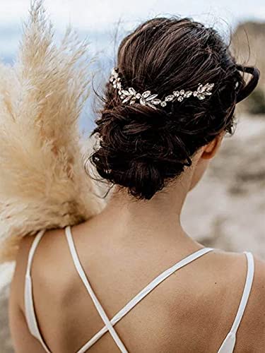 Gold Crystal Hair Combs - Handmade Bridal Headpiece for Weddings