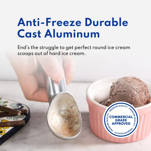 Commercial Ice Cream Scoop - Size 12, 3 oz Aluminum with Yellow Handle