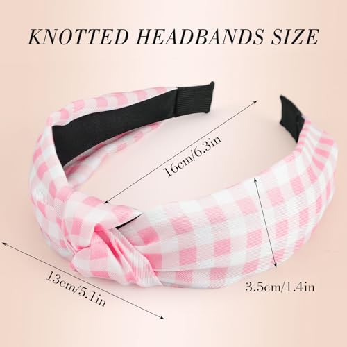 Knotted Headbands for Women - Pink Stripe 4 Pack, Non-Slip Design