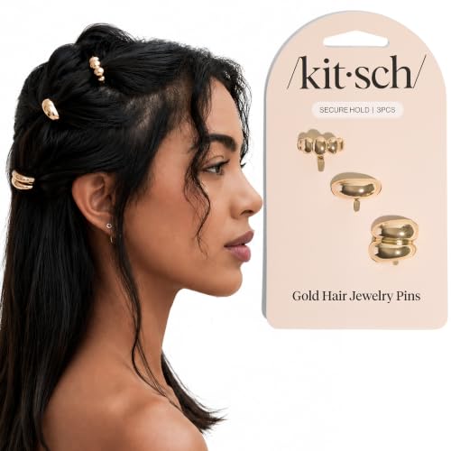 Kitsch Gold Hair Pins - 3pcs Lightweight Cloud Jewelry for Braids & Updos