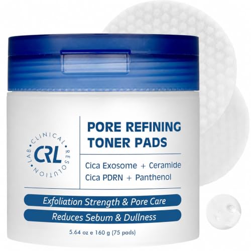 Clinical Resolution Pore Refining Toner Pads, 75 Count - AHA, BHA, Niacinamide & Cica for Smoother Skin