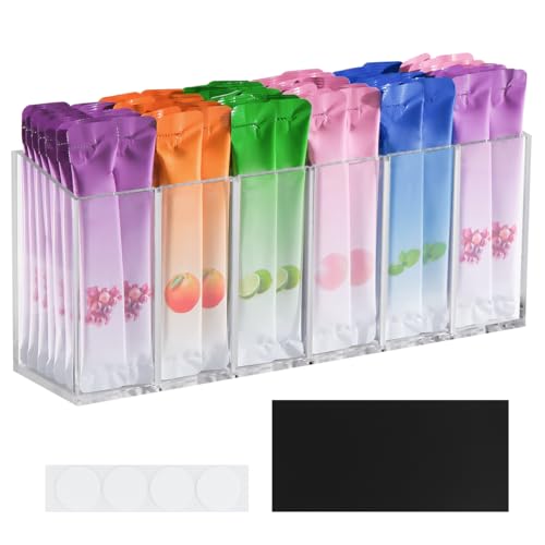 6-Compartment Drink Packet Organizer with Removable Dividers