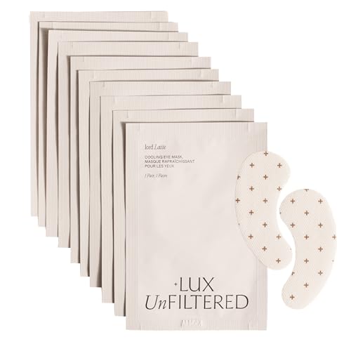 + Lux Unfiltered Iced Latte Cooling Under Eye Patches - Anti-Slip Caffeine Infused Korean Eye Mask - Reduces Puffiness, Brightens & Hydrates - Niacinamide & Hyaluronic Acid - Vegan - 10 Pairs