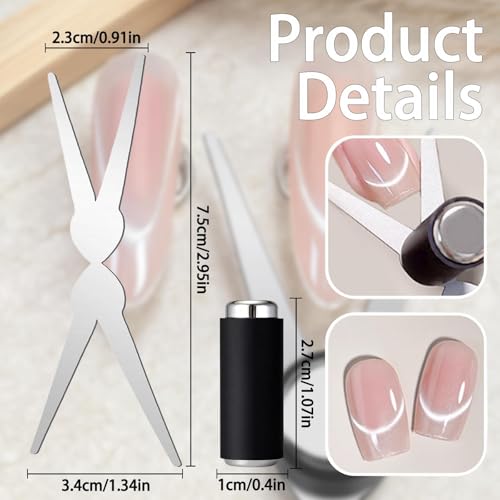 Cat Eye Nail Magnet Set - 3PCS Stainless Steel French Nail Tool