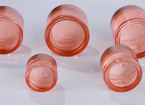 4-Pack 2oz Pink Glass Cosmetic Jars with Rose Gold Lids - Refillable