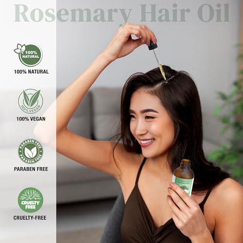 Natural Rosemary Hair & Scalp Oil - Nourishes, Strengthens & Moisturizes - 4oz - All Hair Types