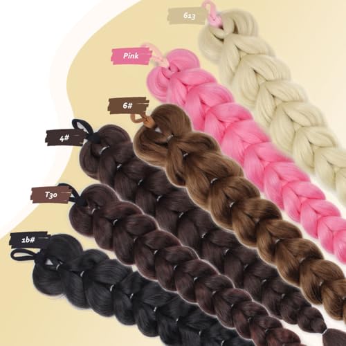 Sangtok 24-Inch Light Purple Braided Ponytail Extension with Elastic Tie