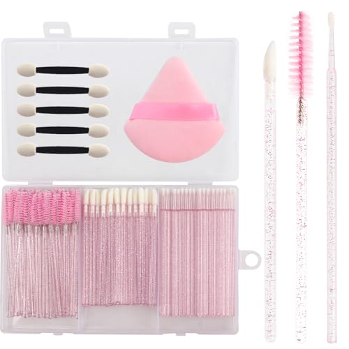 Pink Disposable Makeup Applicators Kit with Organizer - 206 pcs Professional Tools