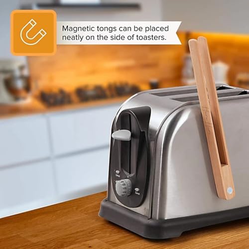 Bamboo Toaster Tongs Set of 2 - 100% Natural Wood Kitchen Utensils