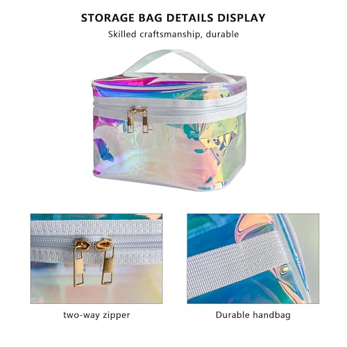 TotePrint Holographic Blue Waterproof PVC Makeup Bag - Travel Organizer
