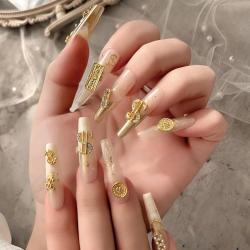 BLGTGH Asd-32 Money Nail Charms 3D Metal Alloy Dollar Sign Nail Art Gems Silver Gold 36Pcs