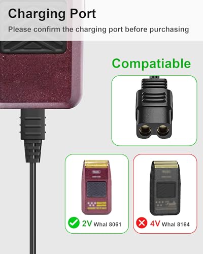 vhbw 2V Replacement Power Cord for Wahl Shaver & Trimmer - Green Indicator