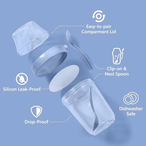 Felli Travel Yogurt Parfait Snack Cup with Lid, 12 oz