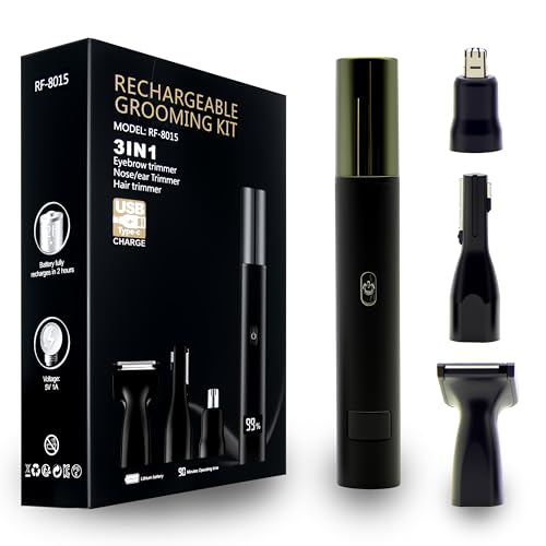 Rechargeable 3-in-1 Nose Ear & Facial Hair Trimmer for Men & Women