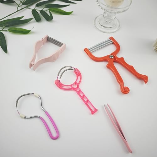 Spring Hair Remover - 5 in 1 Face Hair Remover Kit, Facial Hair Removal for Women, Spring Tweezer Hair Remover for Chin, Upper Lip, Mustache