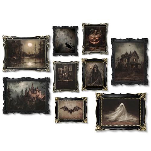 9-Piece Spooky Halloween Wall Art Set - Gothic Prints for Home Decor