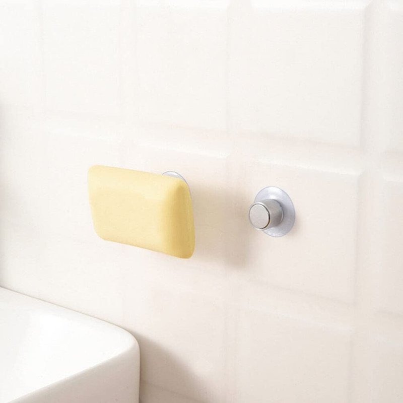 Angoily Magnetic Soap Holder Wall Mounted 2Pcs Stainless Steel Shower Suction up Soap Bar Dish for Bathroom Organizer, Kitchen Bathroom Bathtub Sink Self-Draining Tray Saver