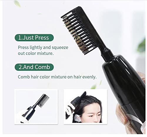 Dark Brown Hair Dye Shampoo - Permanent Color for 100% Gray Coverage | Easy Comb Application