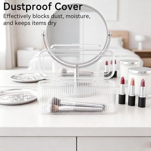 Legrape Clear Makeup Brush Holder Organizer with Lid for Vanity & Travel