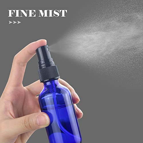 4 oz Mini Glass Spray Bottles with Funnel & Dropper - Travel Set (4 Pack)