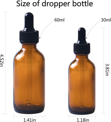 24 Pack 1oz Amber Glass Dropper Bottles for Essential Oils