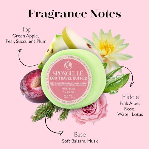 Spongellé Pink Aloe Eco Travel Body Buffer - Biodegradable Body Scrubber