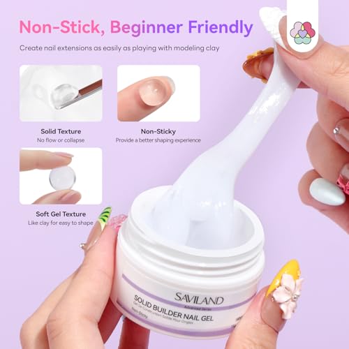 SAVILAND Non-Stick Solid Builder Nail Gel - Clear & White (Clear&White) 3D Nail Art Kit