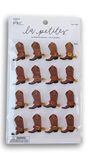 3D Cowboy Boot Dimensional Stickers - 16 Pack for Crafts