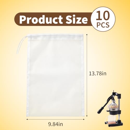Fevbcnrj 10 Pack Reusable Juicer Bags for Cast Iron Juicer, 9.84 x 13.78 Inch