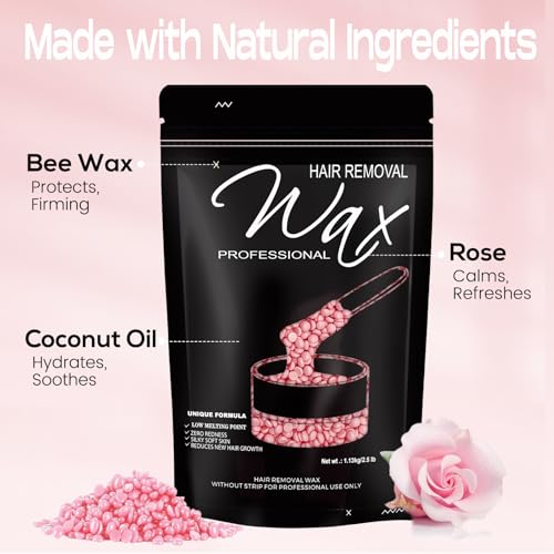 FEAMIRIA Rose Hard Wax Beads for Sensitive Skin - 2.5lb Full Body Hair Removal