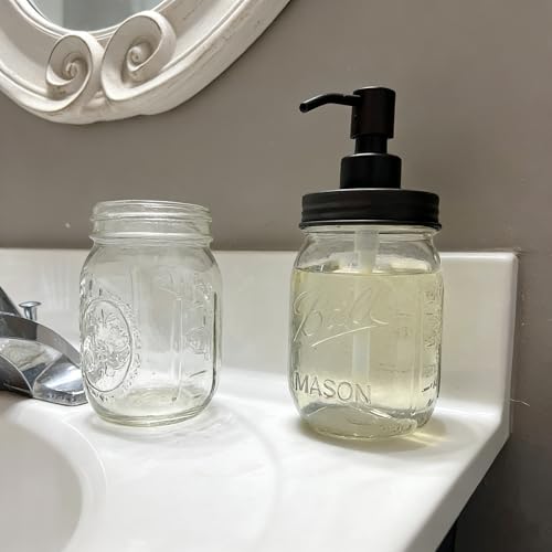 Amolliar Mason Jar Soap Dispenser Pump Lid - Black 2-Pack