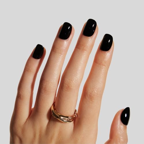 LAMIMOSA Extra Short Round Press-on Nails - Black Soft Gel Nail Kit