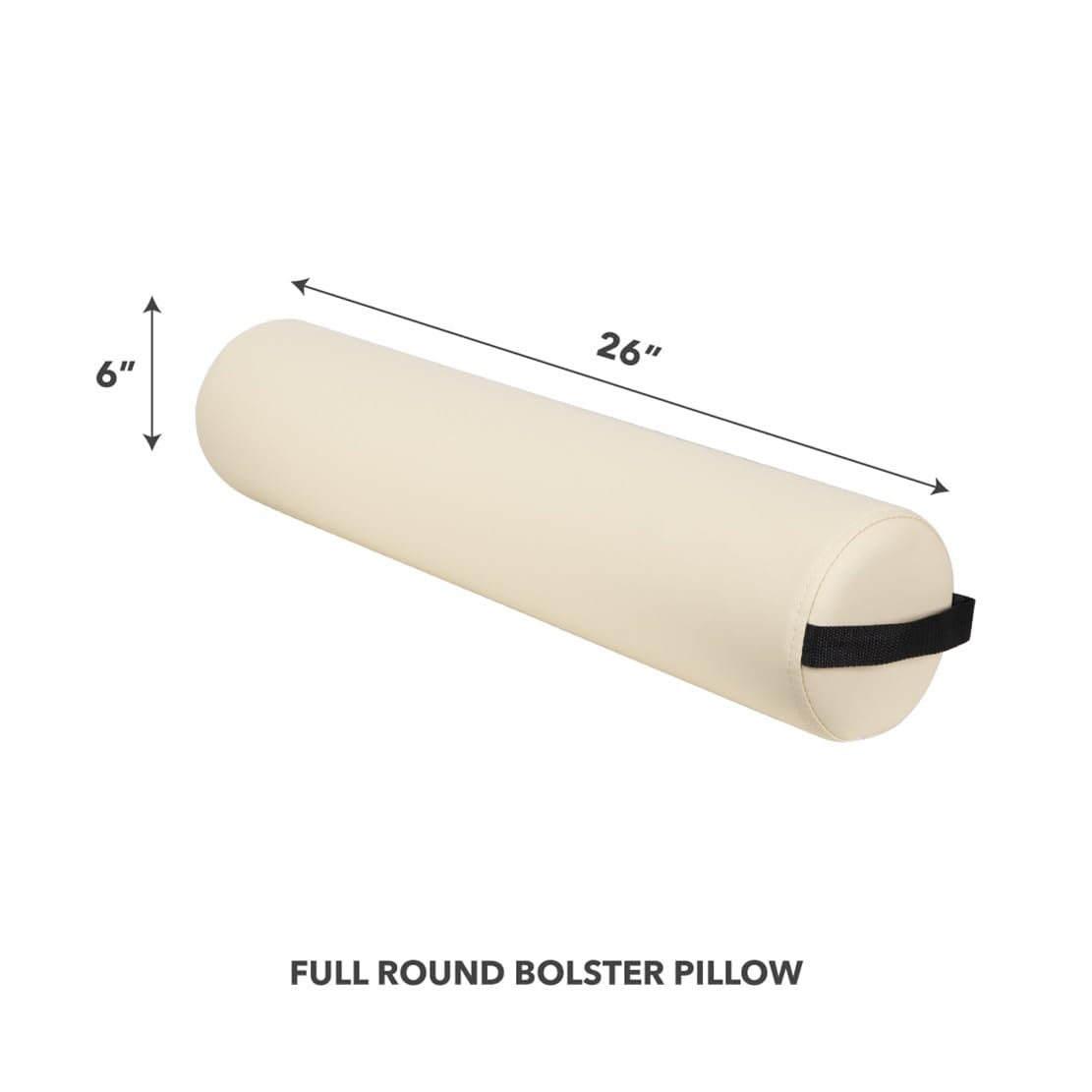 Full Round Bolster Pillow - Crème Oil & Stain-Resistant | Ideal for Massage & Yoga, 6” R x 26” L