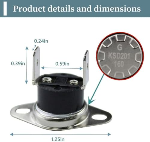 KSD201 160 Thermal Fuse for Kenmore & Frigidaire Microwaves