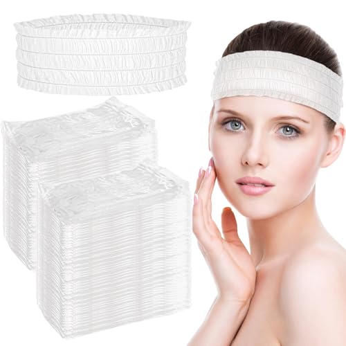 Yesland 200-Pack Disposable Spa Headbands - Soft Non-Woven Stretch Hair Wraps for Facial Care