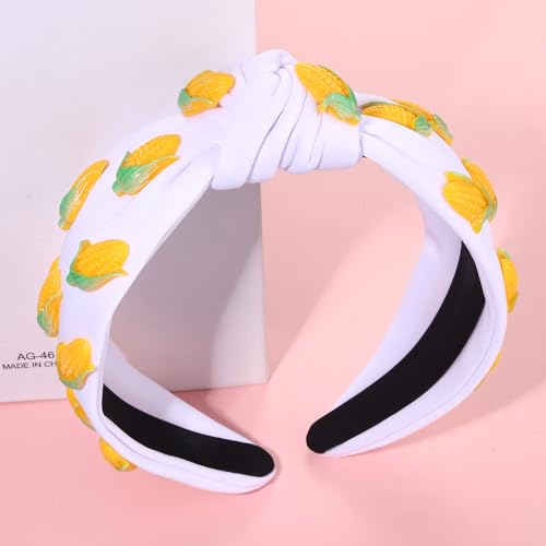 Corn Print Knotted Headband for Women & Girls - Tropical Summer Hair Accessory