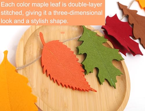 Autumn Felt Leaf Garland - Double Layered Fall Banner for Home Decor
