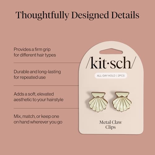 Small Gold and Pearl Clam Shell Hair Clips for Women - 2 Pack
