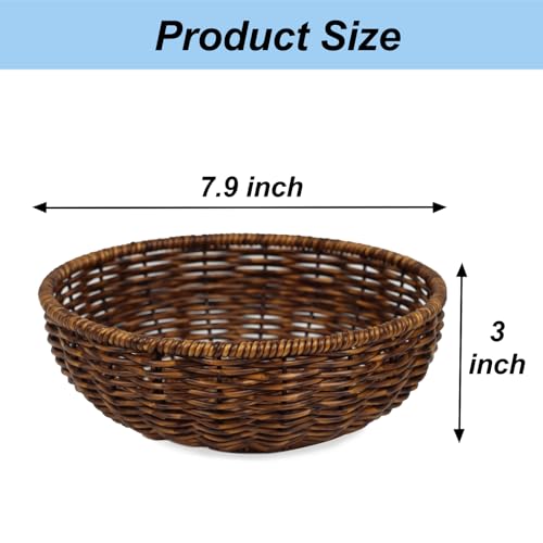 Small Woven Wicker Fruit Basket for Kitchen & Dining | Natural Brown