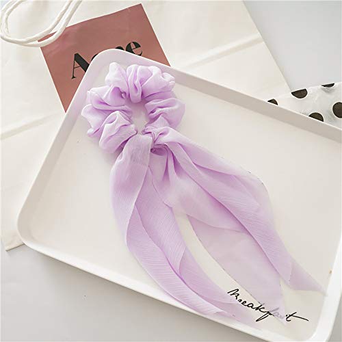 DINPREY 8PCS Satin Hair Scrunchies Bundle with Bunny Ear Design - Double Layer Hair Ties for Women & Girls, 6 Colors