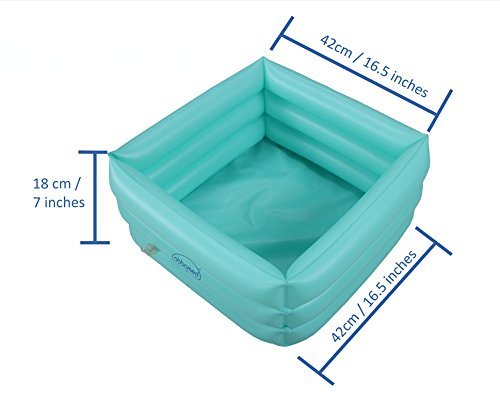 OBBO MED Foldable Travel Foot Bath Basin Tiffany Green – Portable Foot Soak Spa with Inflatable Size 16.5" x 16.5" x 7"