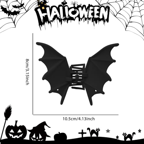Halloween Bat Hair Clips - Matte Black Gothic Claw Barrettes
