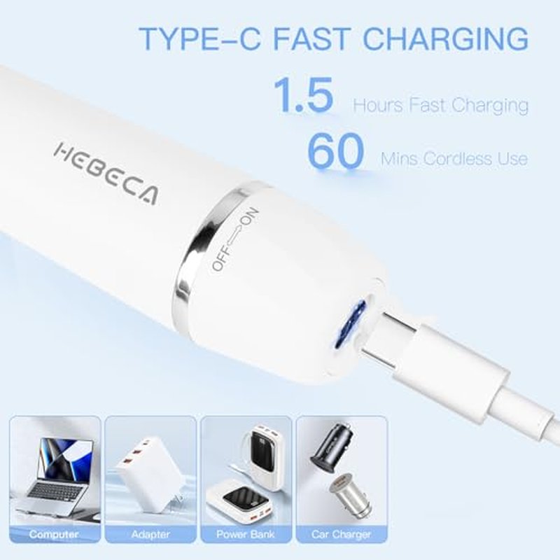 HEBECA Nose Hair Trimmer for Women and Men, 3-in-1 Electric Facial Hair Removal Rechargeable Portble Waterproof Face Shaver Razor for Nose Ear Eyebrow Peach-Fuzz Lips Chin FT3001