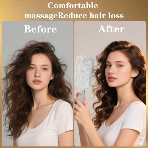 Luxury Rhinestone Detangler Hair Brush - Women’s Gift, Anti-Static, All Hair Types