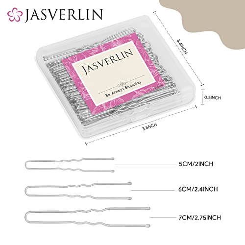 JASVERLIN U Shaped Bobby Hair Pins - 150 Pcs Assorted Sizes
