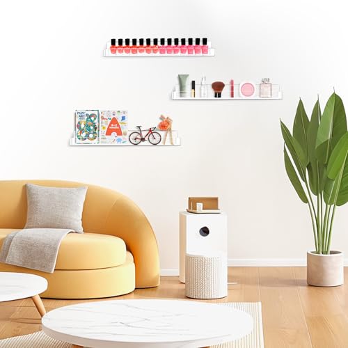 Wall-Mounted Nail Polish Organizer Rack - 6 Pack Acrylic Shelf
