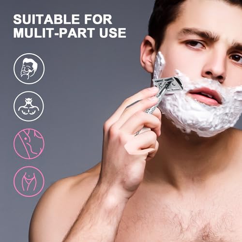THE GROOMING SOCIETY Double Edge Safety Razor Set - Silver with Stand