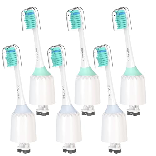 BOVVSLE Green & Blue Replacement Toothbrush Heads for Philips Sonicare E-Series, Pack of 6