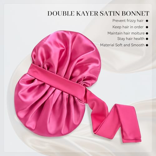 Silk Sleeping Bonnet - Double Layer Satin Hair Cap with Adjustable Tie